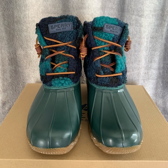 green sperry boots